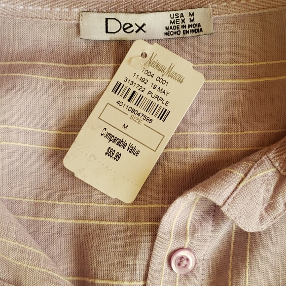 NWT Dex Purple Striped S/S Button Front Blouse SzM - Picture 5 of 8